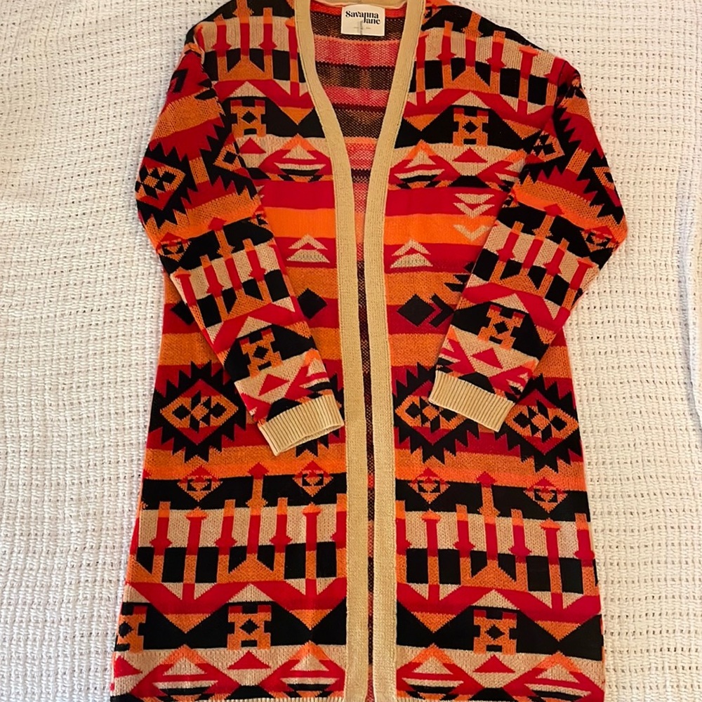 Savannah Jane Aztec Duster Sweater